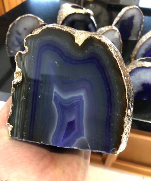 Large Purple Agate End Microcrystalline Quartz Gold Gilded 24ct Gold Tealight Candle Holder - Image 20