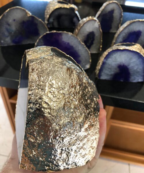 Large Purple Agate End Microcrystalline Quartz Gold Gilded 24ct Gold Tealight Candle Holder - Image 21