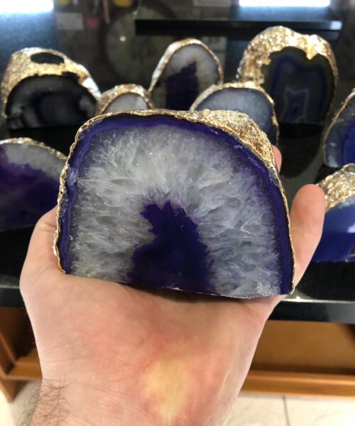 Large Purple Agate End Microcrystalline Quartz Gold Gilded 24ct Gold Tealight Candle Holder - Image 4