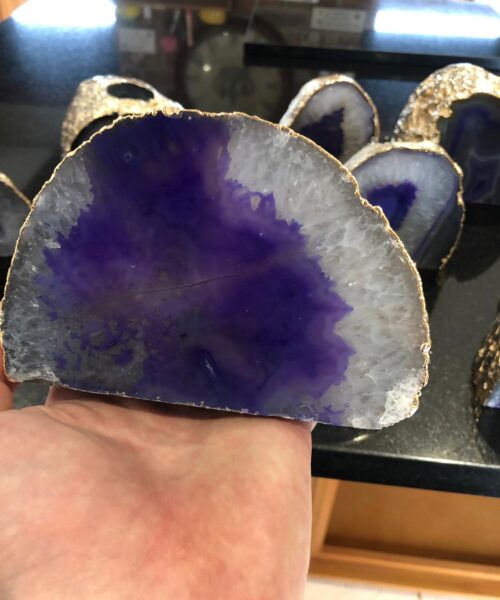 Large Purple Agate End Microcrystalline Quartz Gold Gilded 24ct Gold Tealight Candle Holder - Image 6