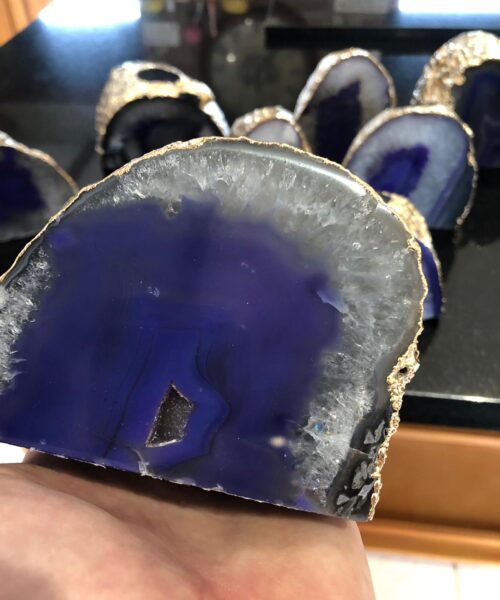 Large Purple Agate End Microcrystalline Quartz Gold Gilded 24ct Gold Tealight Candle Holder - Image 8