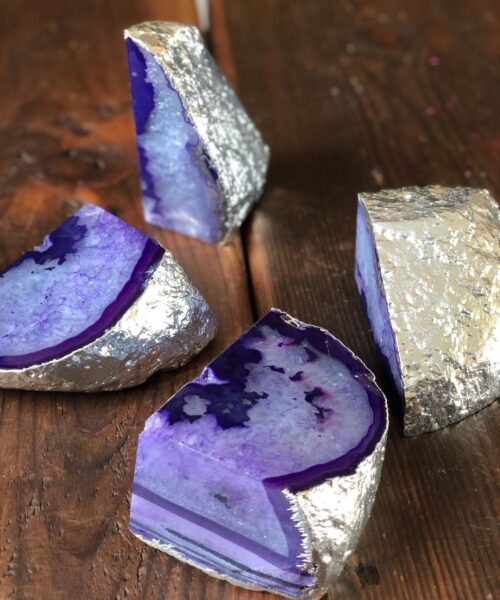 Purple Agate Silver Edge Microcrystalline Quartz Premium Bookends Ornament Gift - Image 12