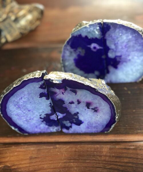 Purple Agate Silver Edge Microcrystalline Quartz Premium Bookends Ornament Gift - Image 3