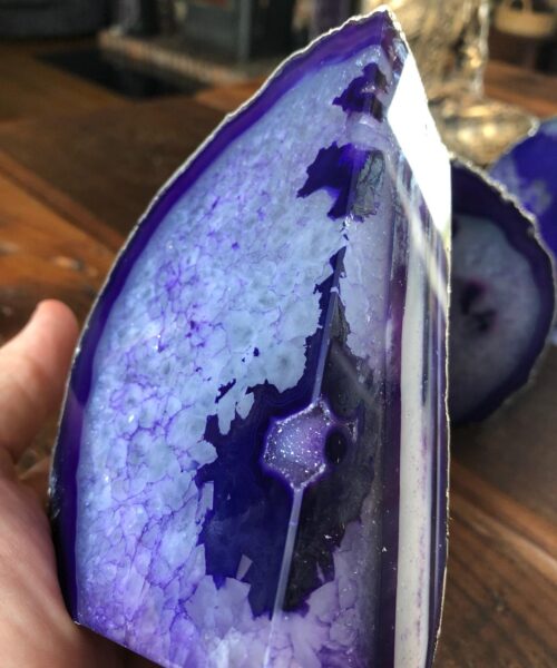 Purple Agate Silver Edge Microcrystalline Quartz Premium Bookends Ornament Gift - Image 4