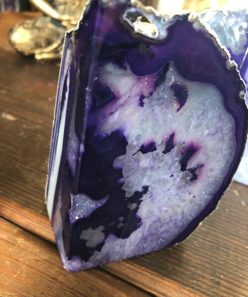 Purple Agate Silver Edge Microcrystalline Quartz Premium Bookends Ornament Gift - Image 5
