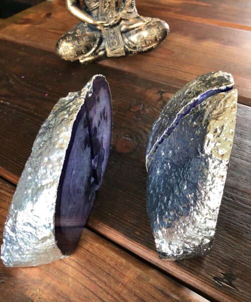 Purple Agate Silver Edge Microcrystalline Quartz Premium Bookends Ornament Gift - Image 6