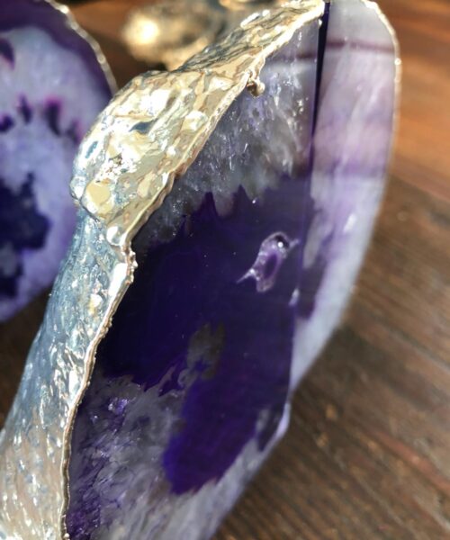 Purple Agate Silver Edge Microcrystalline Quartz Premium Bookends Ornament Gift - Image 7