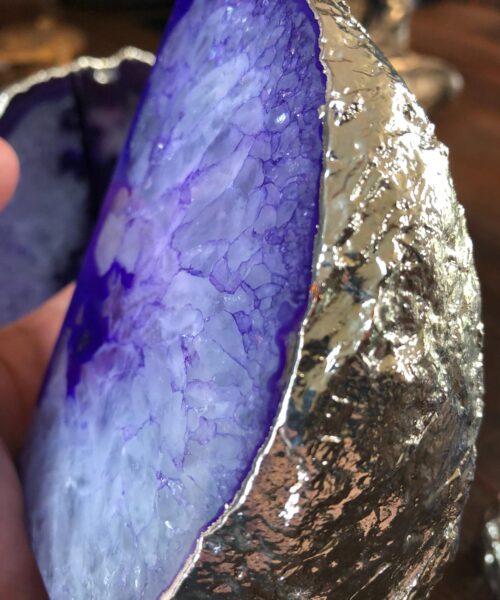 Purple Agate Silver Edge Microcrystalline Quartz Premium Bookends Ornament Gift - Image 8