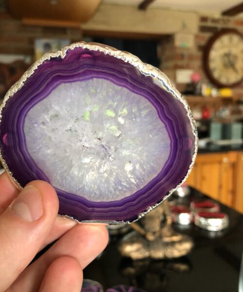 Purple Agate Silver Edge, Gilded, Microcrystalline Quartz Premium Coasters (Set of 4) Gift - Image 11
