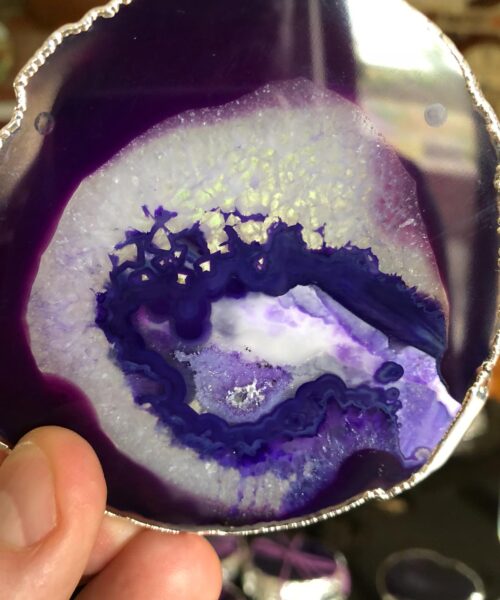 Purple Agate Silver Edge, Gilded, Microcrystalline Quartz Premium Coasters (Set of 4) Gift - Image 13