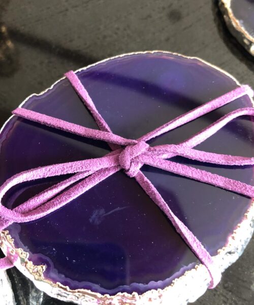 Purple Agate Silver Edge, Gilded, Microcrystalline Quartz Premium Coasters (Set of 4) Gift - Image 6