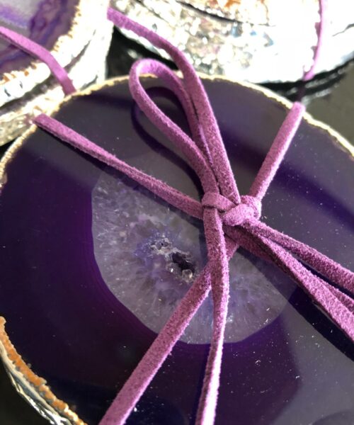 Purple Agate Silver Edge, Gilded, Microcrystalline Quartz Premium Coasters (Set of 4) Gift - Image 7