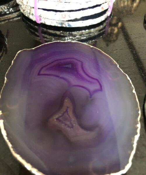 Purple Agate Silver Edge, Gilded, Microcrystalline Quartz Premium Coasters (Set of 4) Gift - Image 9