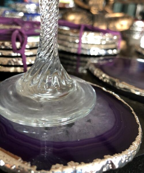 Purple Agate Silver Edge, Gilded, Microcrystalline Quartz Premium Coasters (Set of 4) Gift - Image 10