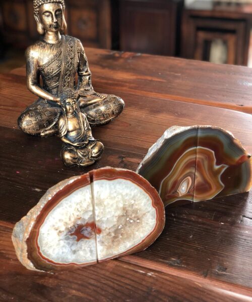Red Rust Agate Natural Edge Microcrystalline Quartz Premium Bookends Ornament Gift