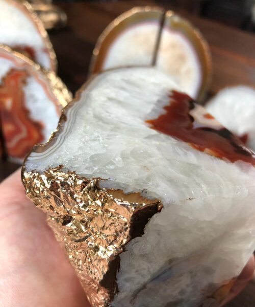 Red Rust Agate 24ct Gold Edge Microcrystalline Quartz Premium Bookends Ornament Gift - Image 20