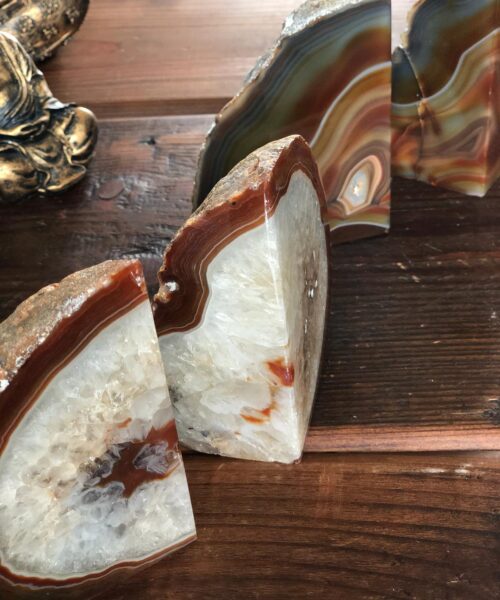 Red Rust Agate Natural Edge Microcrystalline Quartz Premium Bookends Ornament Gift - Image 6