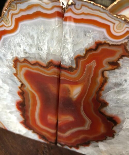 Red Rust Agate 24ct Gold Edge Microcrystalline Quartz Premium Bookends Ornament Gift - Image 6
