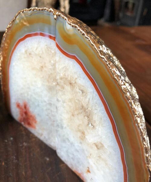 Red Rust Agate 24ct Gold Edge Microcrystalline Quartz Premium Bookends Ornament Gift - Image 10