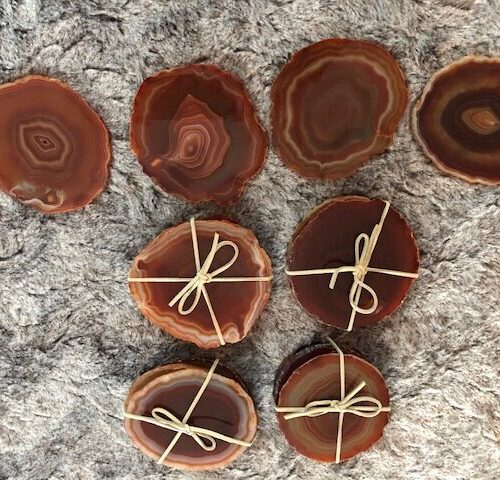 Red Rust Agate Microcrystalline Quartz Premium Coasters (Set of 4) Gift - Image 4