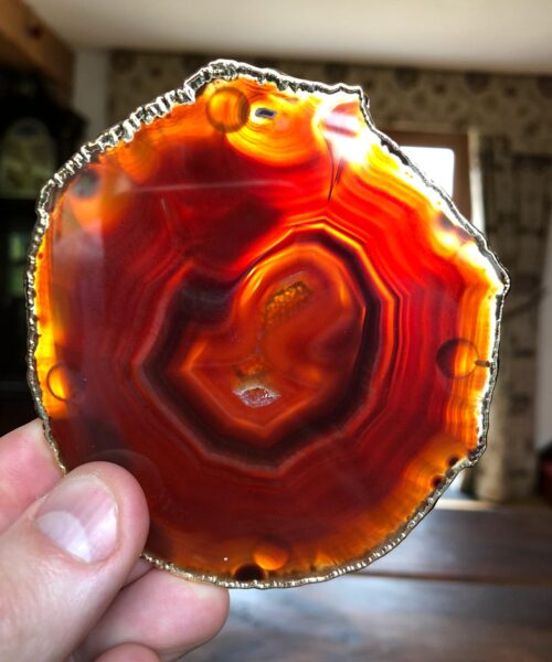 Red Rust Agate 24ct Gold Edge, Gilded, Microcrystalline Quartz Premium Coasters (Set of 4) Gift - Image 7