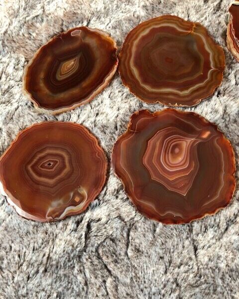 Red Rust Agate Microcrystalline Quartz Premium Coasters (Set of 4) Gift