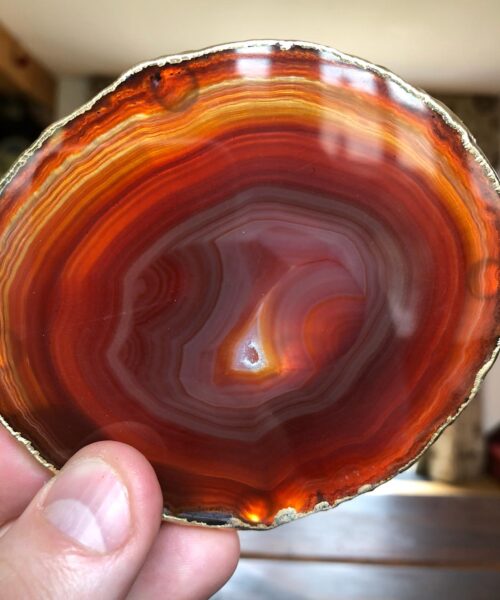 Red Rust Agate 24ct Gold Edge, Gilded, Microcrystalline Quartz Premium Coasters (Set of 4) Gift - Image 9