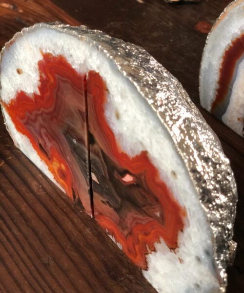 Red Rust Agate Silver Edge Microcrystalline Quartz Premium Bookends Ornament Gift - Image 3