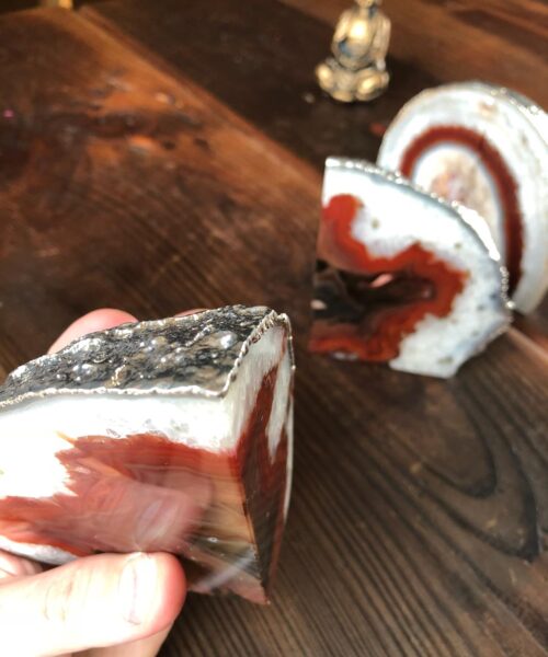 Red Rust Agate Silver Edge Microcrystalline Quartz Premium Bookends Ornament Gift - Image 6