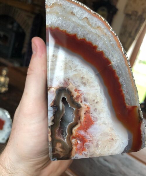 Red Rust Agate Silver Edge Microcrystalline Quartz Premium Bookends Ornament Gift - Image 9