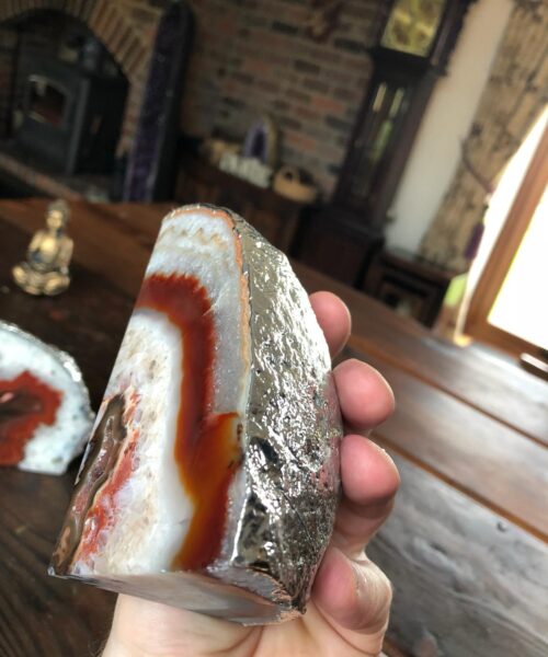Red Rust Agate Silver Edge Microcrystalline Quartz Premium Bookends Ornament Gift - Image 10