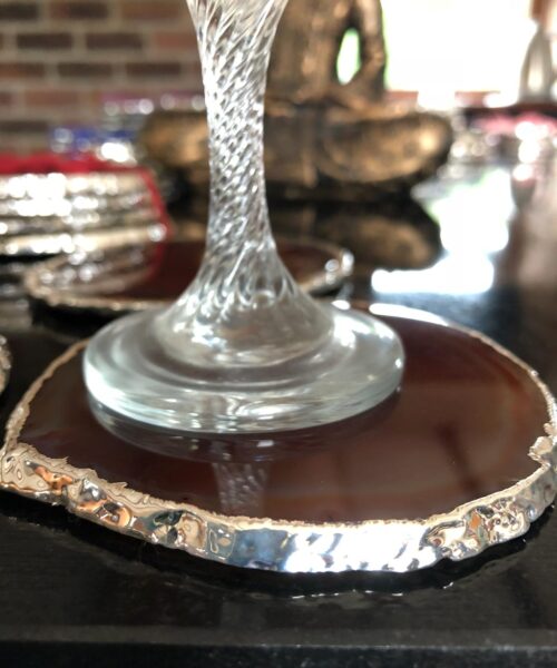 Red Rust Agate Silver Edge, Gilded, Microcrystalline Quartz Premium Coasters (Set of 4) Gift - Image 10