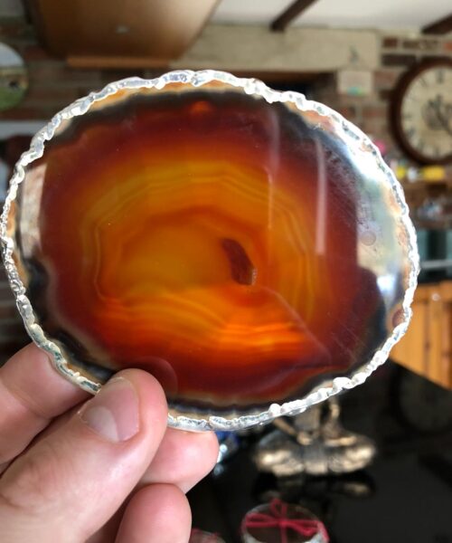 Red Rust Agate Silver Edge, Gilded, Microcrystalline Quartz Premium Coasters (Set of 4) Gift - Image 13