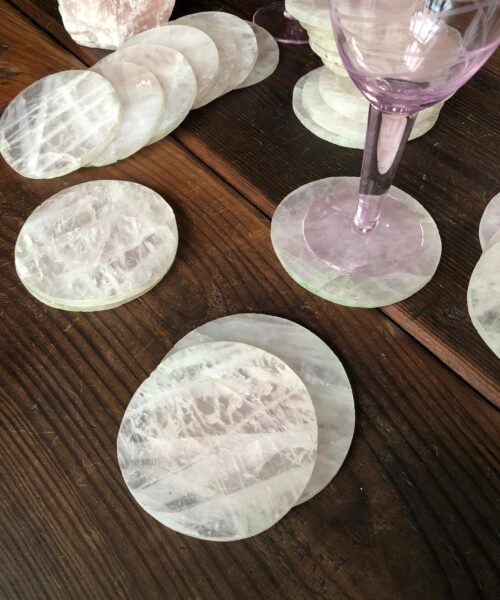 Rose Quartz Premium Coasters Circle Shape Natural Edge (Set of 4) - Image 3