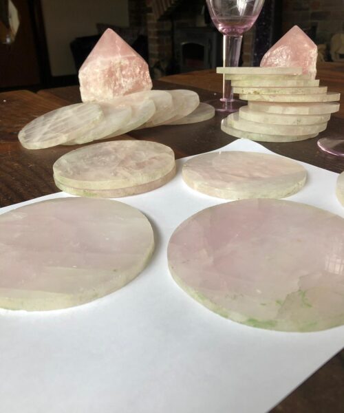 Rose Quartz Premium Coasters Circle Shape Natural Edge (Set of 4) - Image 6