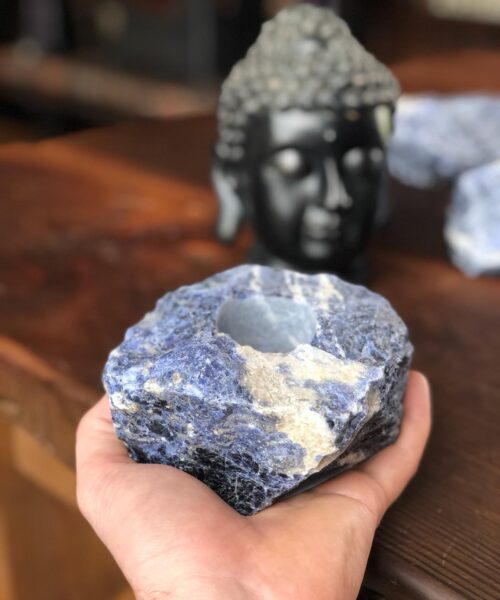 Alternative view of Sodalite Quartz Premium Ice Quartz Crystal Candle Tealight Holders