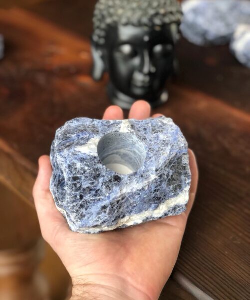 Sodalite Quartz Premium Ice Quartz Crystal Candle Tealight Holders - Image 3