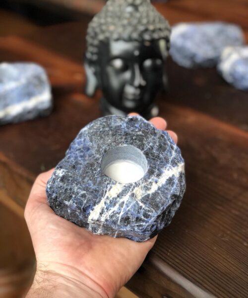 Sodalite Quartz Premium Ice Quartz Crystal Candle Tealight Holders - Image 4