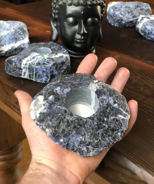 Sodalite Quartz Premium Ice Quartz Crystal Candle Tealight Holders - Image 5