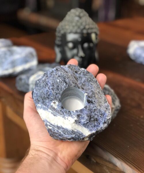 Sodalite Quartz Premium Ice Quartz Crystal Candle Tealight Holders - Image 6