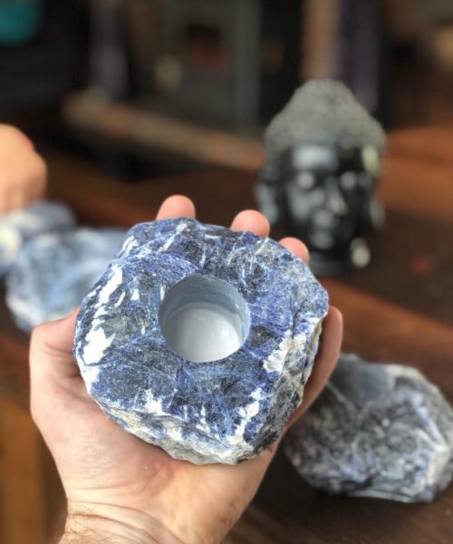 Sodalite Quartz Premium Ice Quartz Crystal Candle Tealight Holders - Image 7