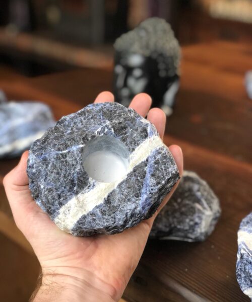 Sodalite Quartz Premium Ice Quartz Crystal Candle Tealight Holders - Image 9