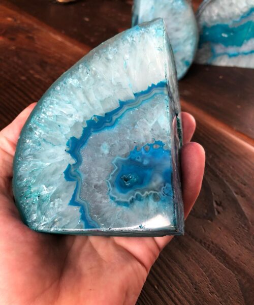Teal Agate Natural Edge Microcrystalline Quartz Premium Bookends Ornament Gift - Image 5