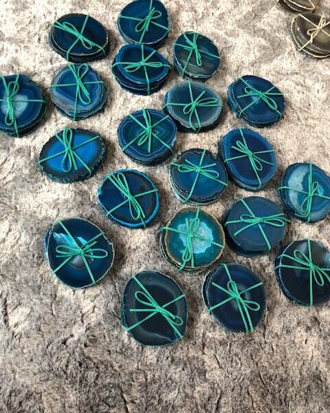 Teal Agate Microcrystalline Quartz Premium Coasters (Set of 4) Gift - Image 3