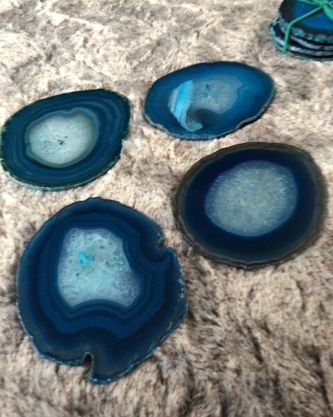 Alternative view of Teal Agate Microcrystalline Quartz Premium Coasters (Set of 4) Gift