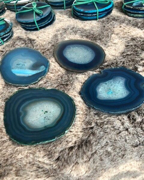 Teal Agate Microcrystalline Quartz Premium Coasters (Set of 4) Gift - Image 7