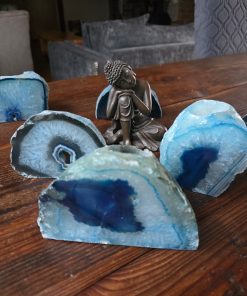 Large Teal / Blue Agate End Microcrystalline Quartz Tealight Candle Holder Ornament