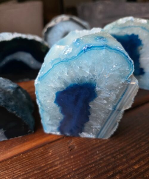 Large Blue Agate End Microcrystalline Quartz Tealight Candle Holder Ornament - Image 4