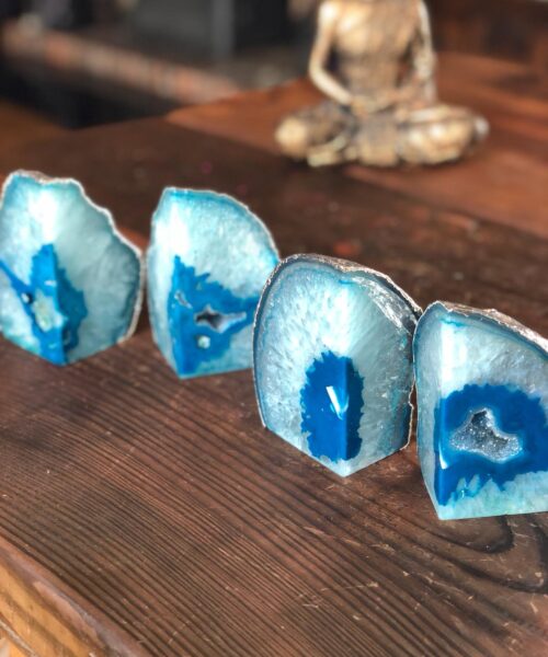 Teal Agate Silver Edge Microcrystalline Quartz Premium Bookends Ornament Gift - Image 7