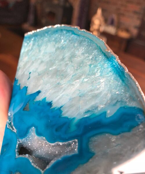 Teal Agate Silver Edge Microcrystalline Quartz Premium Bookends Ornament Gift - Image 8